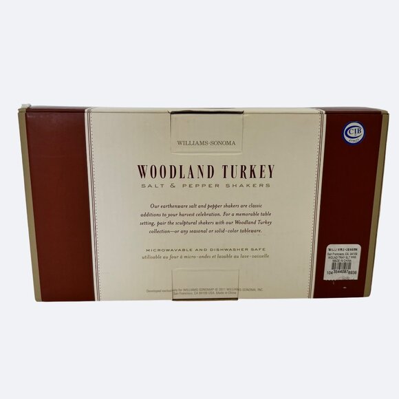 Williams Sonoma Woodland Turkey Salt Pepper Shakers‎ Fall Thanksgiving Decor New - Picture 9 of 11